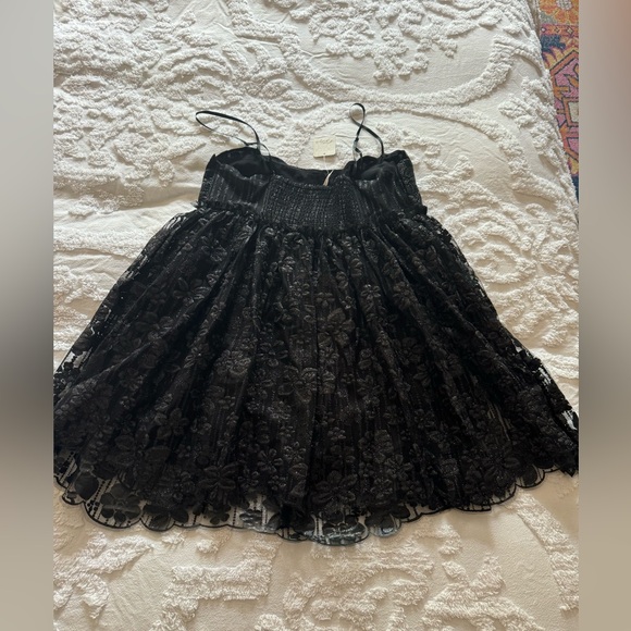 NWT FREE PEOPLE BLACK & SILVER FLORAL LACE BABY-DOLL DRESS SIZE SMALL ORIG $168 - Picture 7 of 7